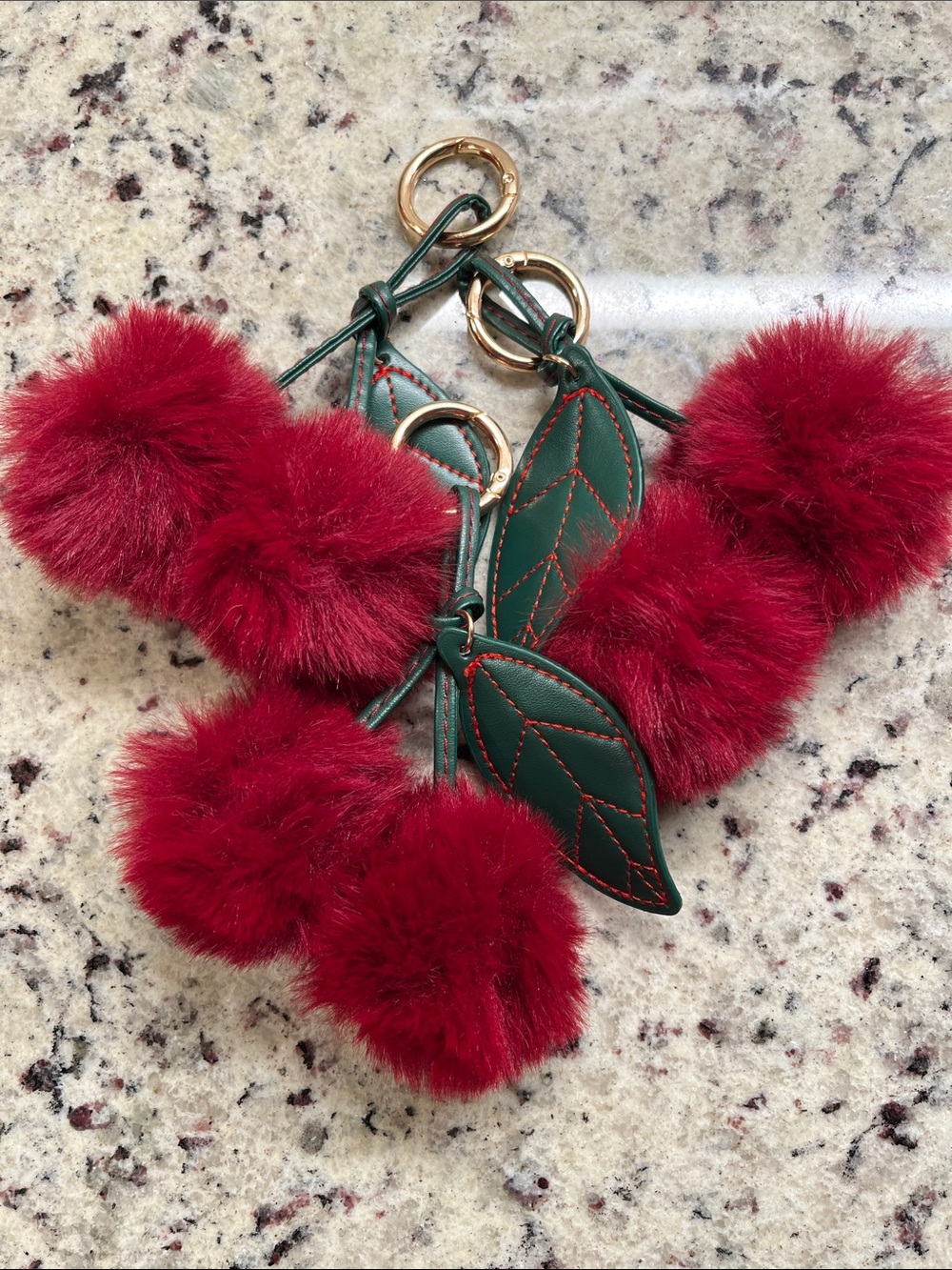 Cherry, Apple or Fuzzy Cherry Bag Charms NWT - Pick 1 - Your Choice of Color - Picture 3 of 7
